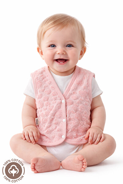 Miniel Unisex Baby Heart Patterned Organic Cotton Double Layer Lined Baby Vest