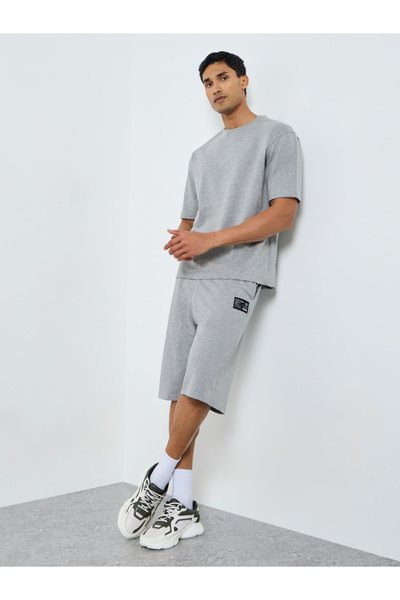 Styli Men Grey Short Sleeve T-Shirt and Shorts Co-Ords