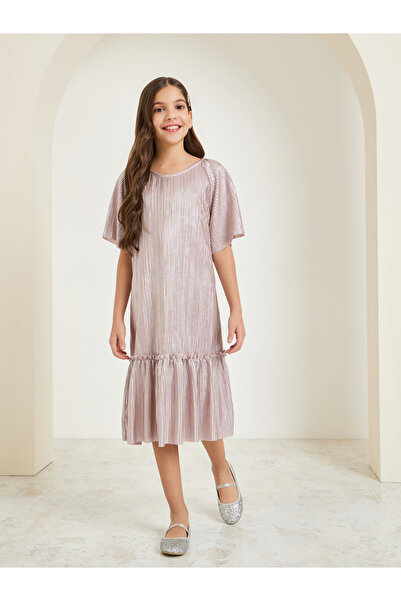 Styli Teen Girls Drop Waist Plisse Dress