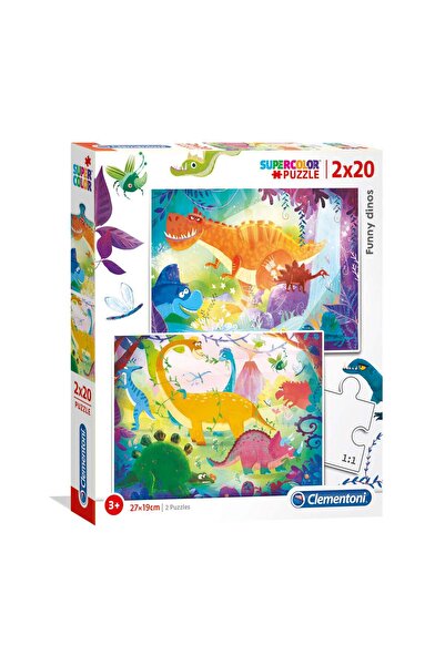 CLEMENTONI Set Duo, Clementoni, Supercolor, Funny Dinos, Puzzle, Unisex, 3+ y...