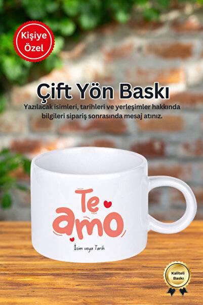 Kişiye Özel Te A Mo Yazılı Tasarımlı Motto Fincan