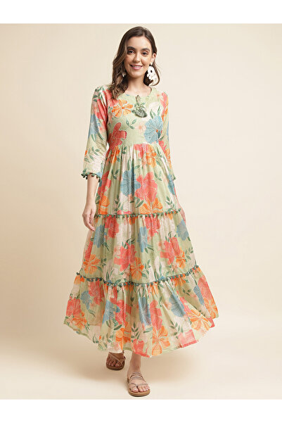 DW By Styli فستان ماكسي نسائي متعدد الطبقات بطبعة زهور