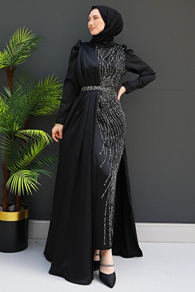 lizatesettür Yonca Pelerin Abiye Siyah