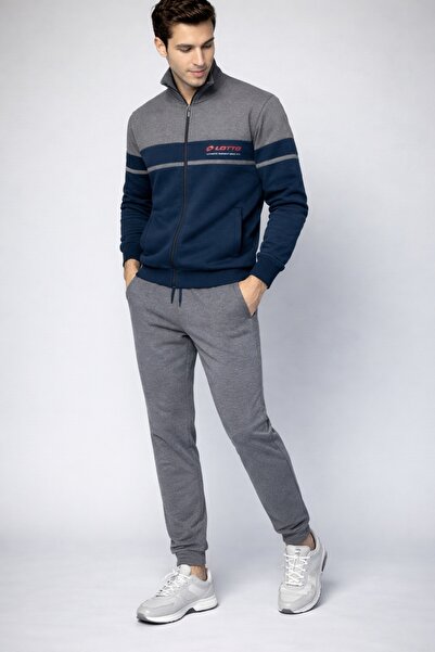 Lotto Men's tracksuit LA2040C, set of zippered sweatshirt and pants, regular fit