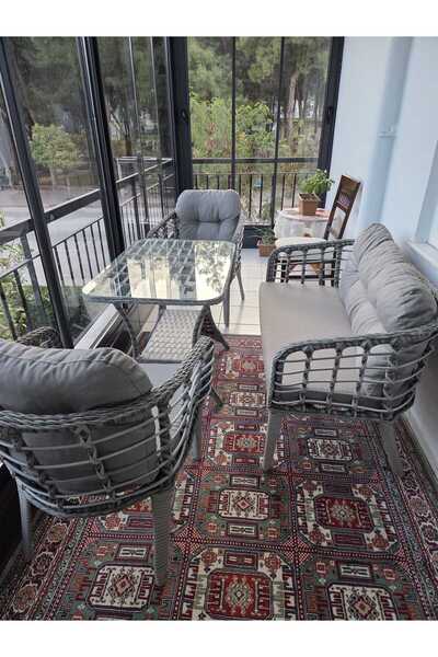 Tu Tienda KARTEPE GALVANİZ BORU 2 1 1 SEHPA(60*90) RATTAN BAHÇE BALKON TAKIMI...