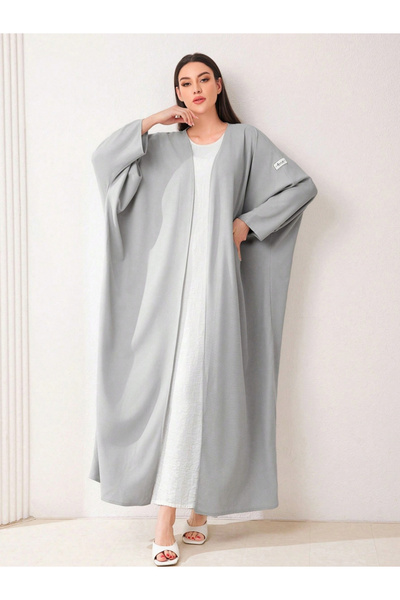 Take Two By Styli Women Solid Batwing Sleeves Front Open Abaya