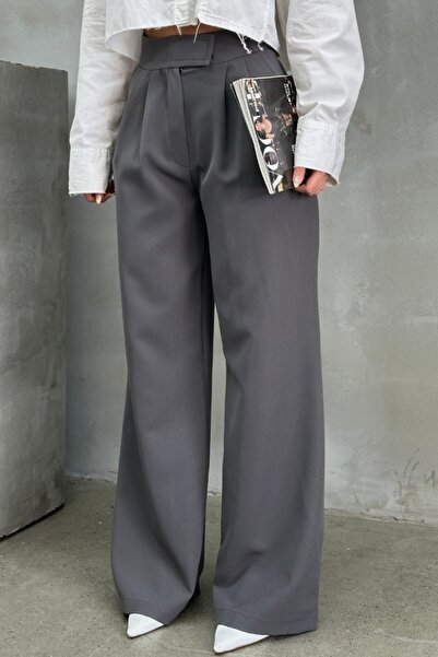 spirituel Women's Palazzo Trousers with Velcro Waist, Double Pockets, Wide Le...