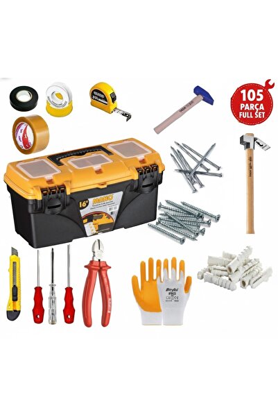 Toptancı Amca 105 Parça Profesyonel Ev Tamir Seti - 16 İnç Organizerli Takım ...