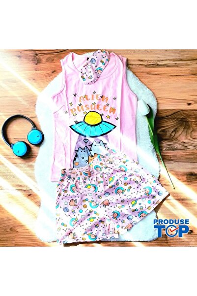 Produse.Top Pink Women's Pajamas with Sleep Mask, Tank Top and Shorts Cats PJ...