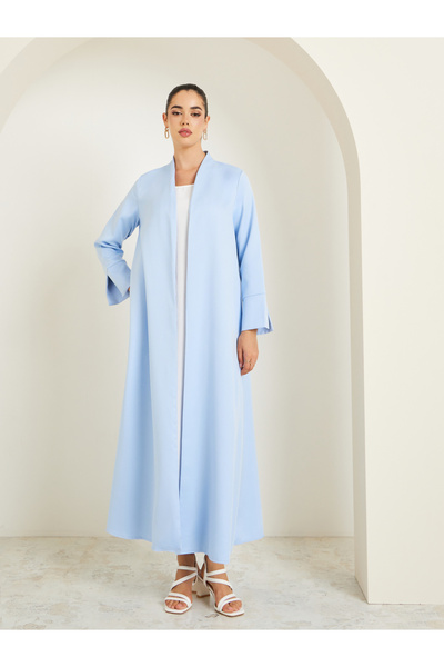 Styli Women Light Blue Open Front Abaya