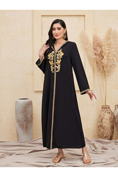 Take Two By Styli Women Flower Patch Detail Hooded Jalabiya