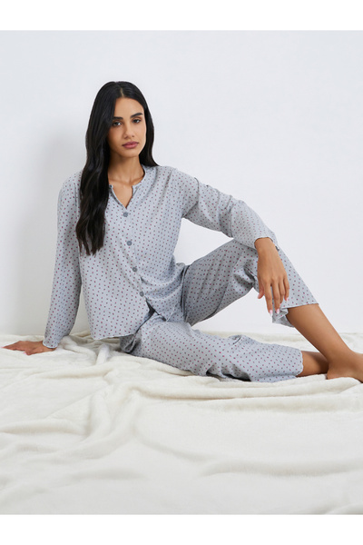 Styli Ditsy Print Top and Pyjama Set