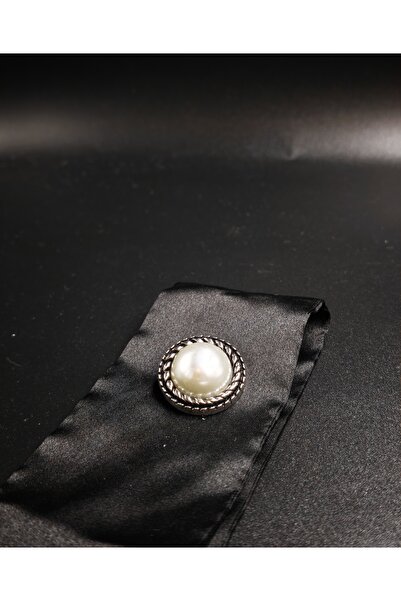 NESGO MODA أزرار ساتان مزينة باللؤلؤ بإطار فضي عتيق 6 قطع 25 ملم 40 طول