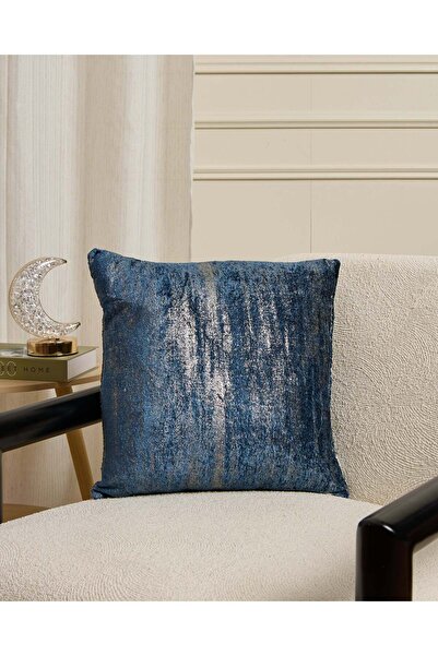 REDTAG Blue Velvet Cushion With Foil Print