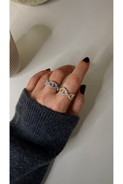 Finery by Nerrs خاتم مرصع بحجر الزركون (مقاس حر، بدون رقم)