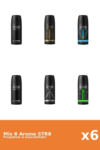 str8 Setul 6 Mix STR8: 1x Ahead, 1x FR34K, 2x Original, 1x Rise, 1x Wild Beat