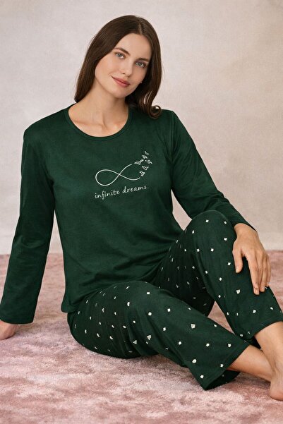 SCM LINGERIE طقم بيجامة نسائي بأكمام طويلة ونقشة مميزة