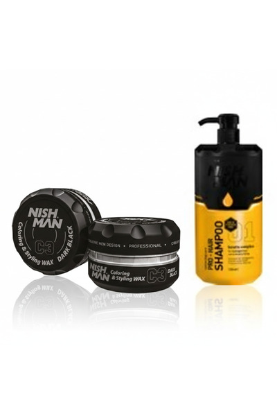 NISHMAN C3 SAÇ BOYAYAN ŞEKİLLENDİRİCİ WAX 100 ml X 5 ADET 1250 ML TUZSUZ ŞAMP...