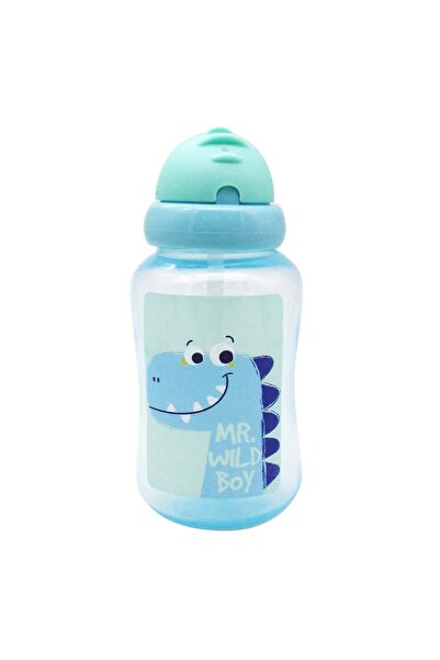 OEM Cana cu Pai din Plastic Bleu Dinozaur 340ml - Honey Baby