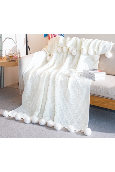 CHIRASO CHIRASO Decorative Knitted Blanket with Tassels, Soft and Elegant for...