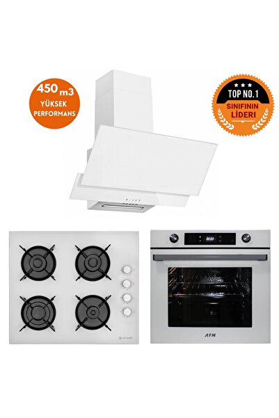 Eminçelik ve AFM TECH Markalı / BOLD Turbolu Dijital Cam Beyaz Ankastre Set (...