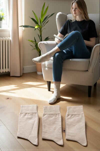 Esinti 3 perechi de șosete de damă din bumbac, șosete lungi clasice pentru femei