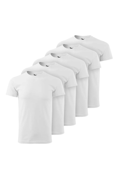 Malfini Set 5 tricouri albe