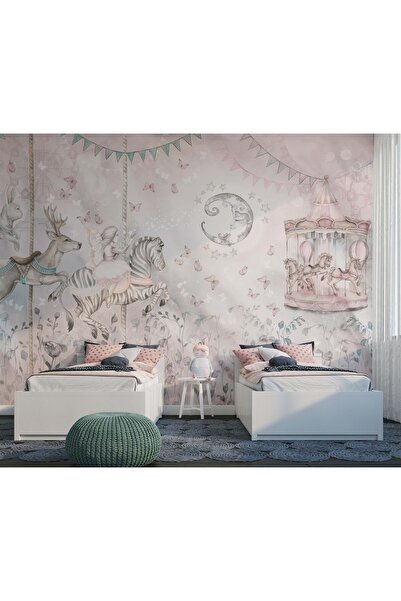Grown Pembe Atlıkarınca Çocuk Odası Duvar Kağıdı