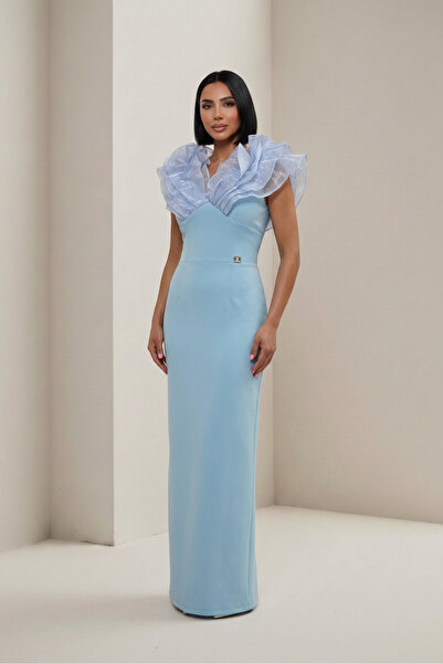 ALFUDO Moda Collection Women's Tulle Flounce Long Graduation Evening Dress