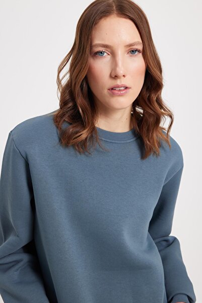 Tudors Bluză de damă supradimensionat Wide croială din bumbac cu 3 fire și fl...