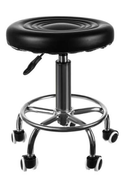 Selgot Scaun de frizerie fără spătar, piele ecologică, 44-54 cm, negru