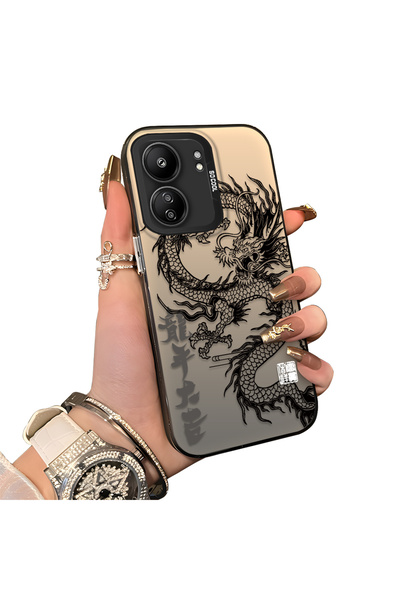 ucuc Xiaomi Poco C65 Uyumlu Sert Akrilik Arka Silikon Kenar Lens Koruma Kılıf