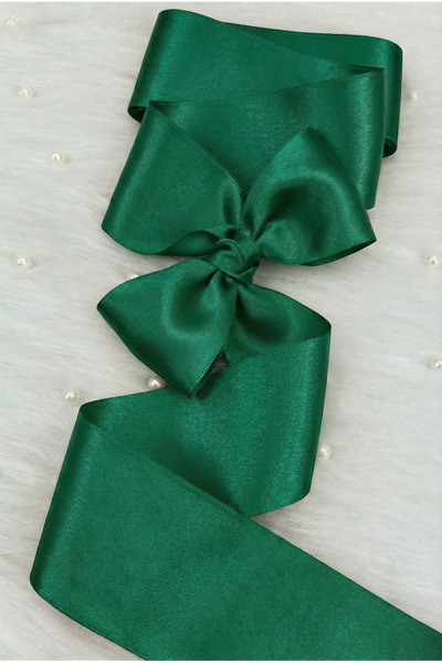 ZEYMERADE 6 cm Emerald Green Double Sided Satin Ribbon 10 Meters, Bundle Dowr...