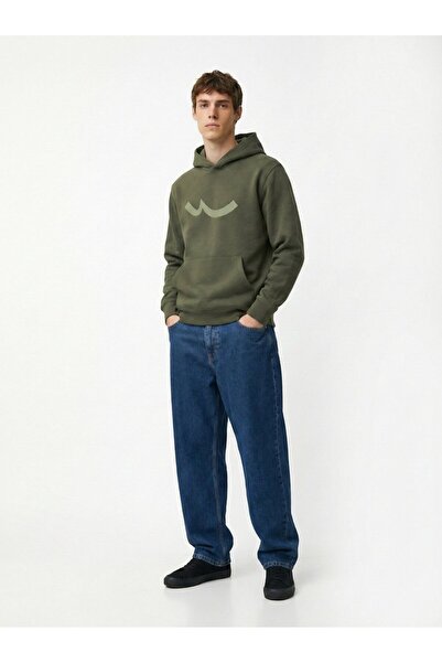 Ltb Hanorac verde cu mânecă lungă cu glugă Sign cu imprimeu