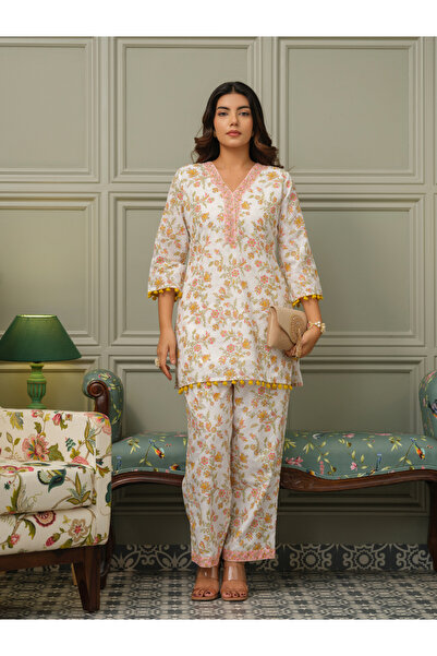 DW By Styli Women Printed Pure Cotton Tunic and Trousers Co-Ords