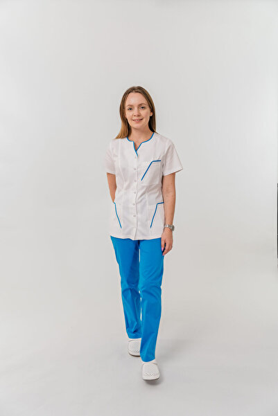 Masstex Irina Blouse – Modern Design, V-Neck and Colorful Piping