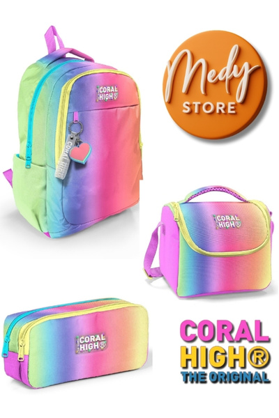 Coral High Renk Geçişli Desenli 3’lü Okul Çanta Seti