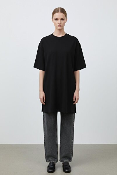 Puane De damă, lungime mare croială largă tricou - 40009TSH - NEGRU