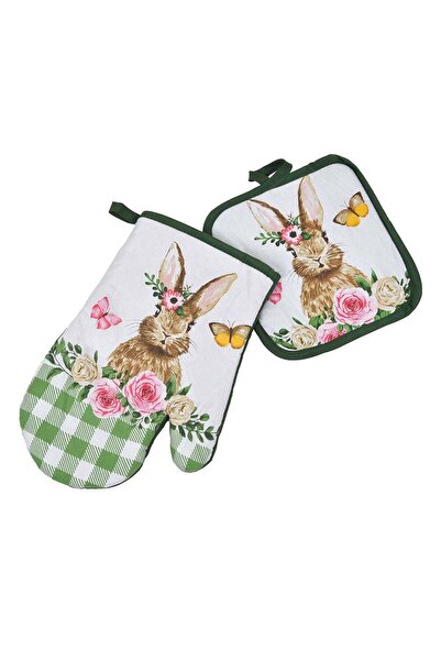 OEM Easter Glove & Napkin Rabbit Flowers Butterflies - 2pcs