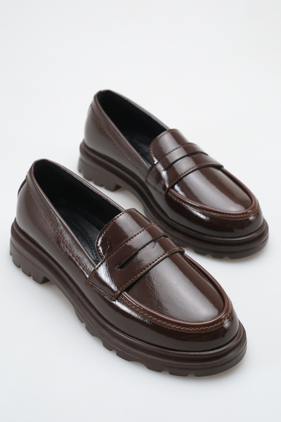 AYAKKABI MEET Women's Brown Loafer Daily Classic Shoes Casual Moccasin Fonle