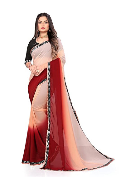 MYSMAR طقم ساري وبلوزة من قماش جورجيت بلون الخوخ PMM11003 | خوخي