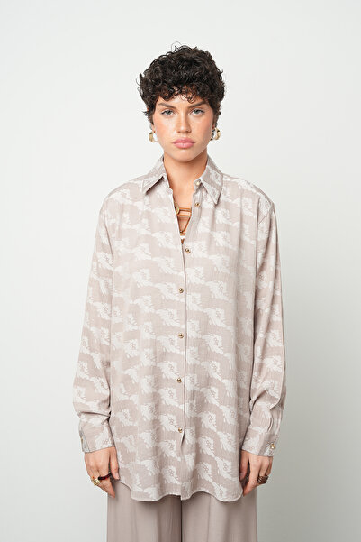 Orfeo Negro Women's Viscose Blended Ethnic Pattern Oversized Tunic Shirt