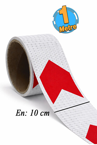 Badem10 شريط لاصق عاكس بعرض 10 سم (1 متر) باللونين الأحمر والأبيض على شكل قرص...