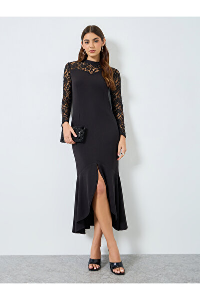 Styli Self Design Long Sleeves Mermaid Midi Dress