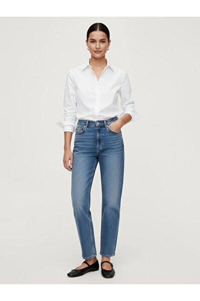 Ltb Long Sleeve Button Front Basic White Shirt