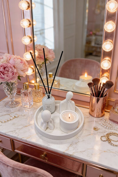 Fitruka Vanilya Kokulu Tepsili Dekoratif Mum & Oda Kokusu Seti – Minimal Figü...