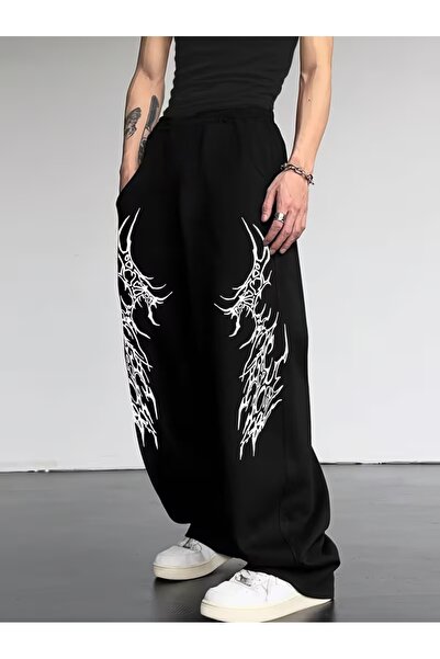 COMANCHERO Unisex Gotik Baskılı Baggy Kesim Geniş Paça Eşofman