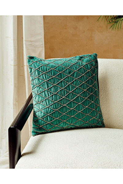 REDTAG Teal Embroidered Cushion