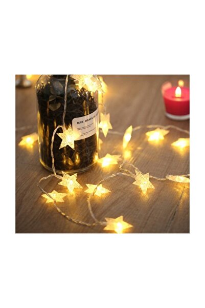 YILBAŞI SÜSÜ Dekoratif 5 Metre Yıldızlı Ip Led Işık - Pilli Yıldız Led Süs Gü...