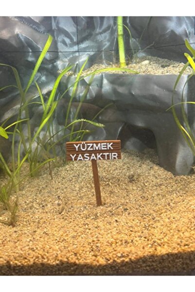 Yüzmek Yasaktır Tabela Akvaryum Dekoru (Beyaz Yazı)